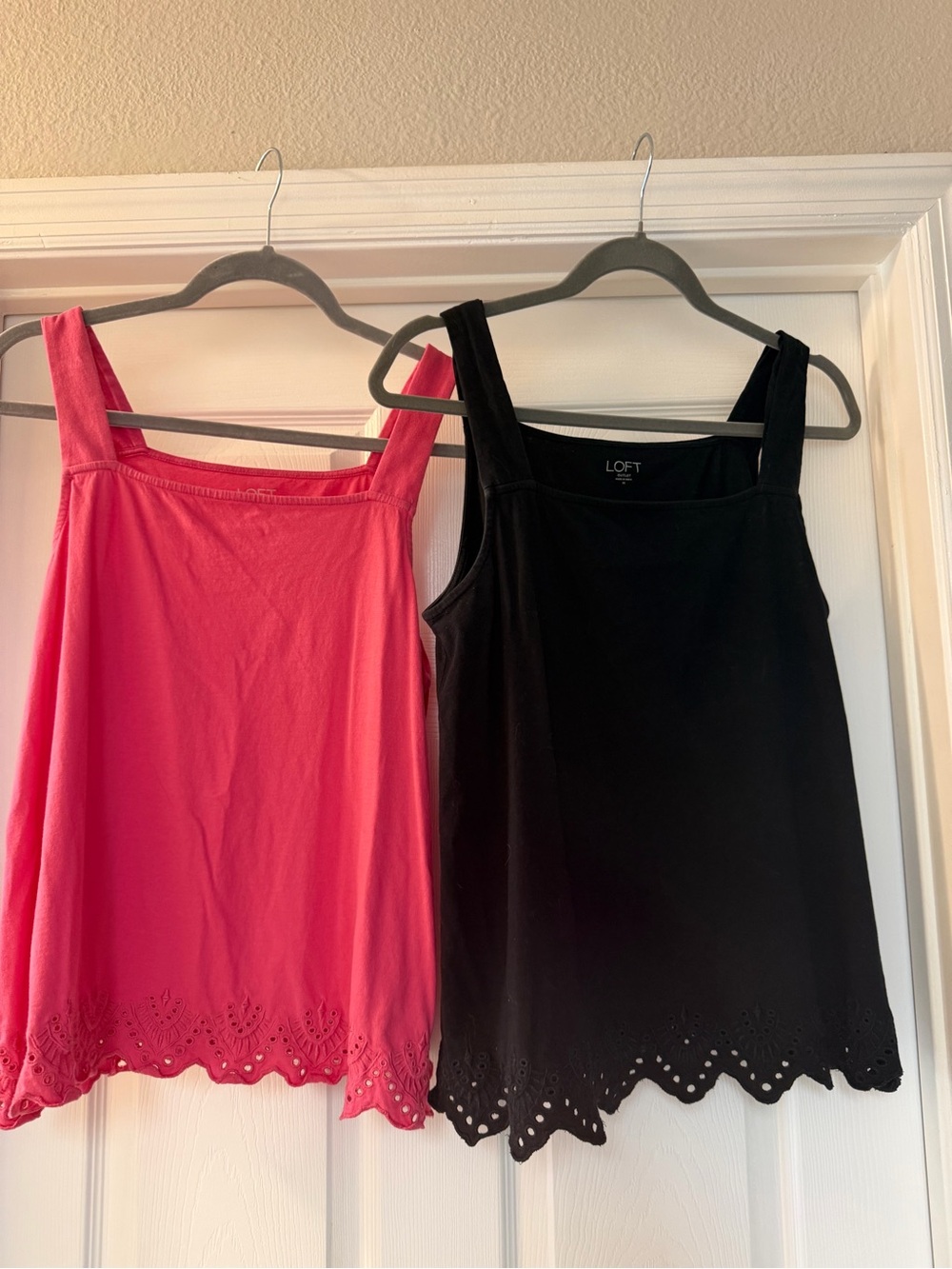 LOFT Black Eyelet-Hem Tank Top (with Pink Variant)